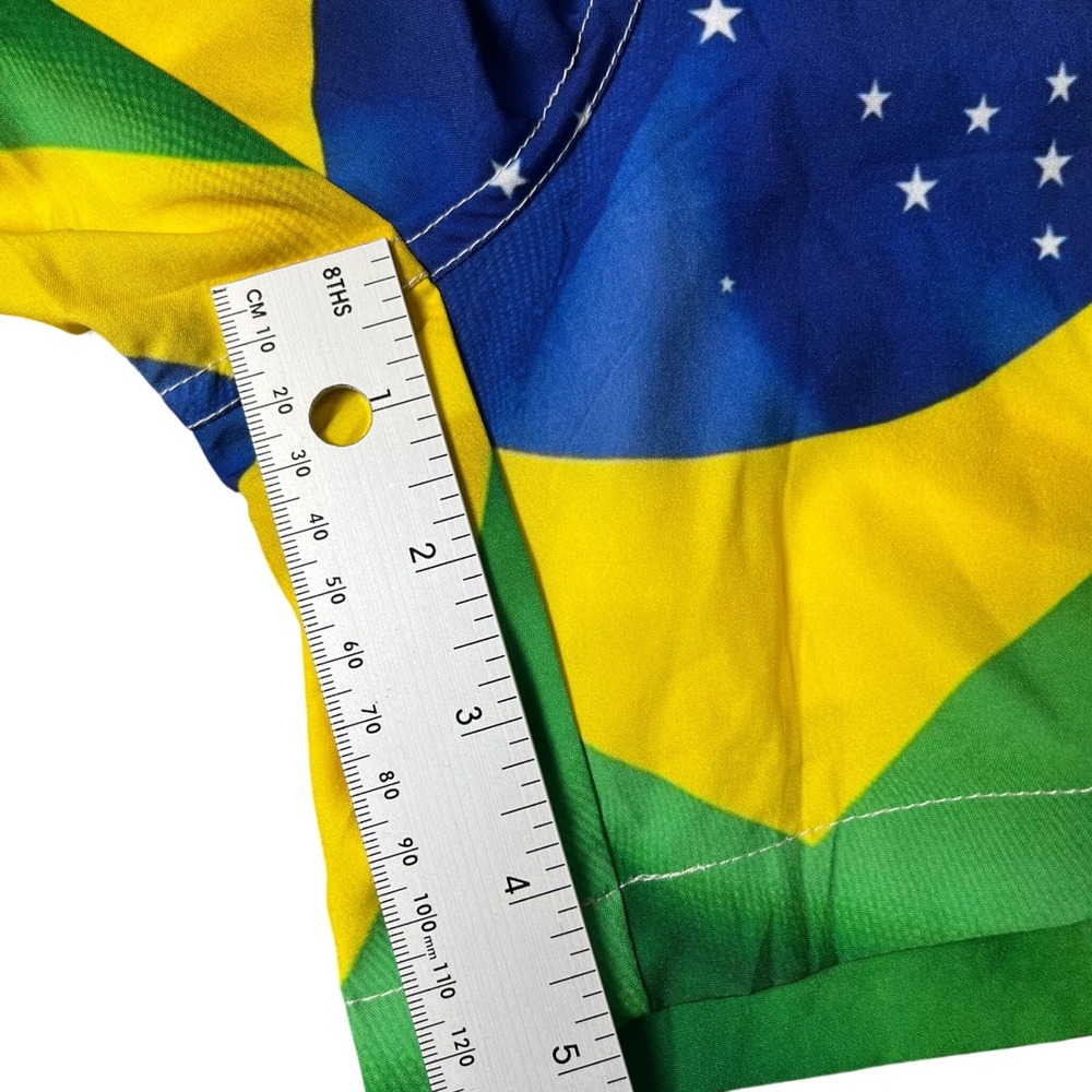 FEIFEIYU Brazil Flag Swim Trunks Mens Size S Green Yellow Ordem e Progresso - Picture 6 of 8